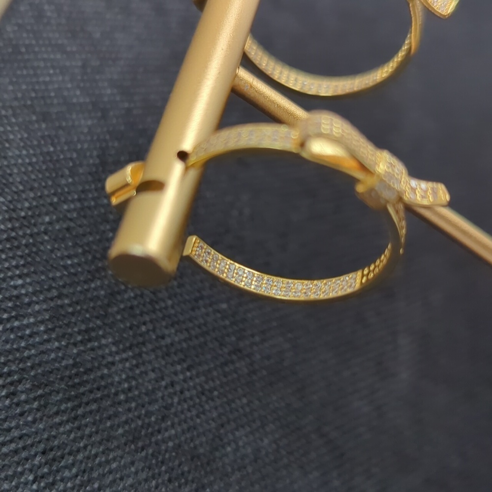 Kate Spade Ribbon Pave CZ Gold Earrings - Picture 4 of 5